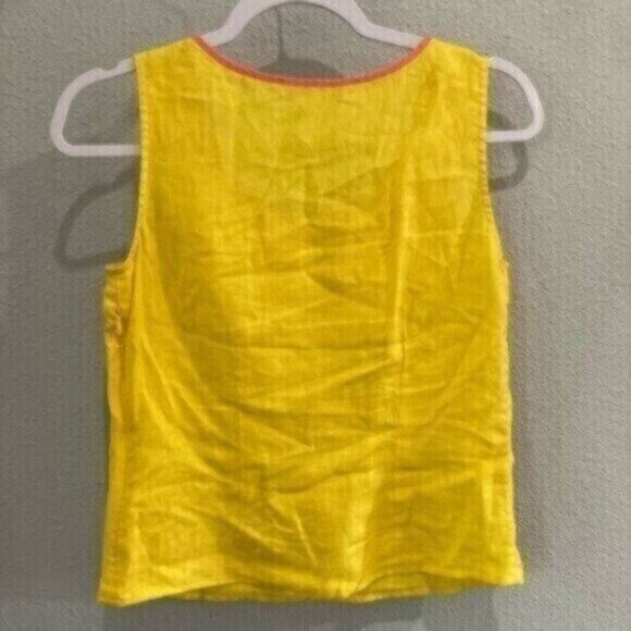 Boden Linen Embroidered Sleeveless Top Bright Mod Kitschy Colorful - Picture 6 of 6